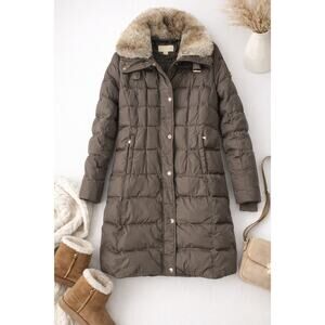 Michael Kors Women’s Quilted Puffer Faux Fur Collar Size M Fits Small
